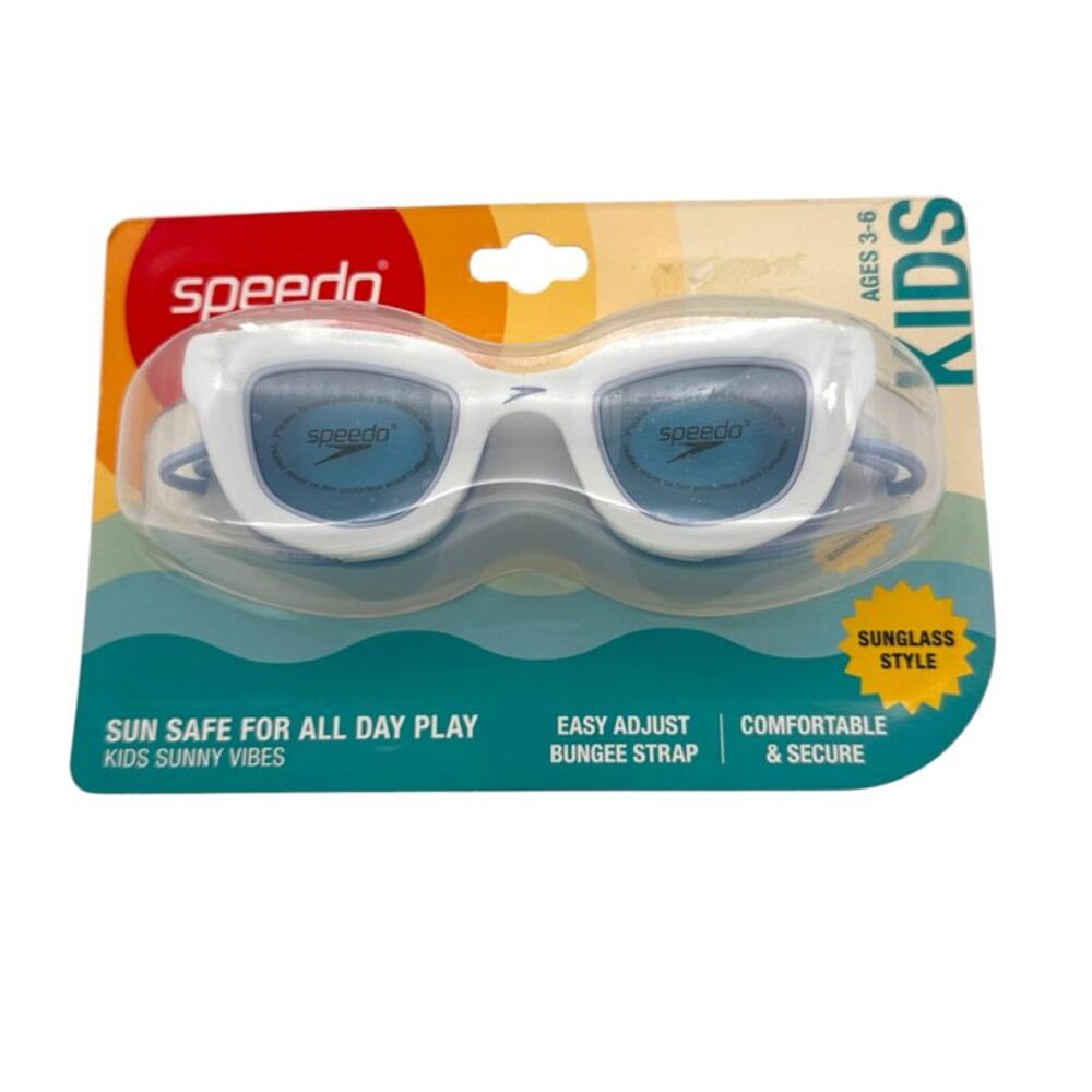 Speedo Kids Sunny Vibes Swim Goggles White/Cobalt Blue for Ages 3-6